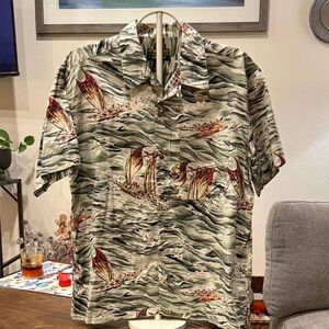 Pataloha Men's Sailing Print Shirt - Gray and Red